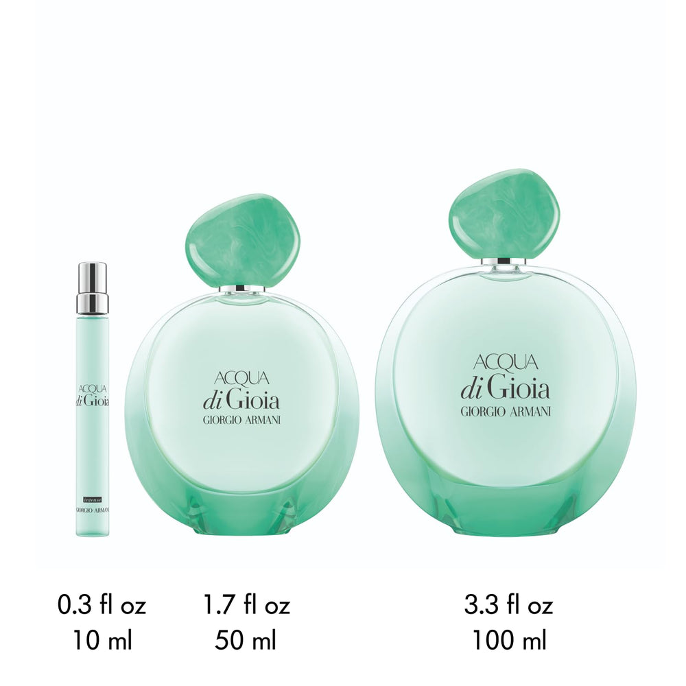 Armani Beauty Acqua Di Gioia Intensa, gradiente de color mint a turquesa, sensación fresca.