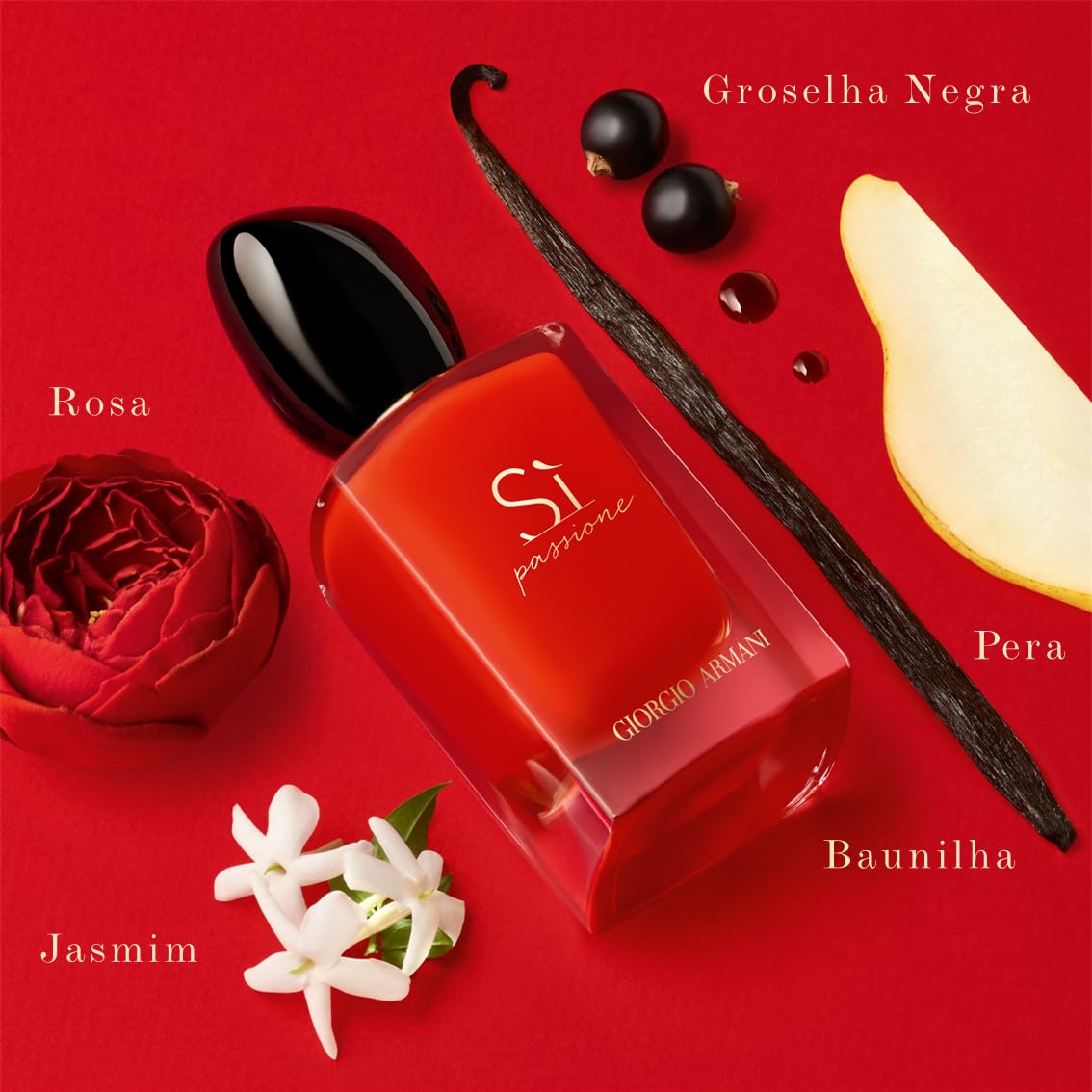 Armani Si Passione, notas pera-jazmín, aroma fresco para días soleados.