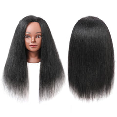 Armmu cabeza de maniquí cabello negro 16 pulgadas para prácticas de peinado
