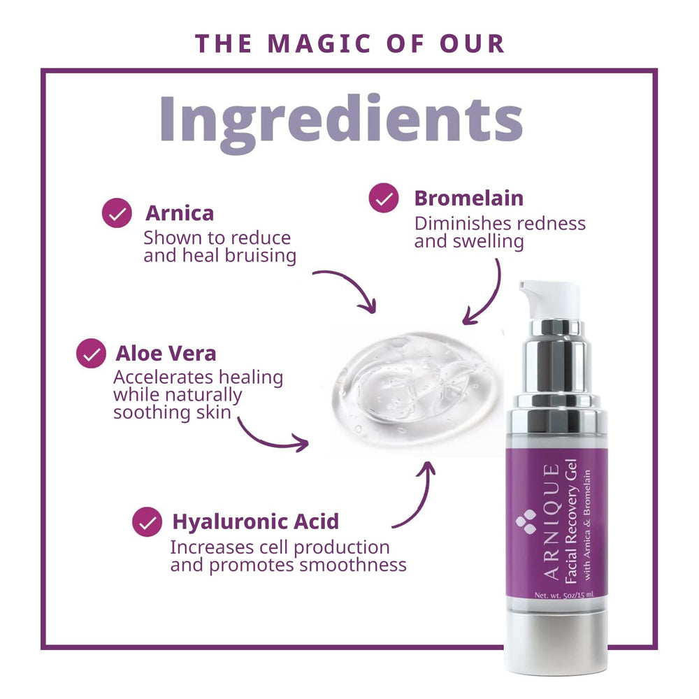 Aplicación suave de Arnique Arnica Gel después de tratamientos de belleza.