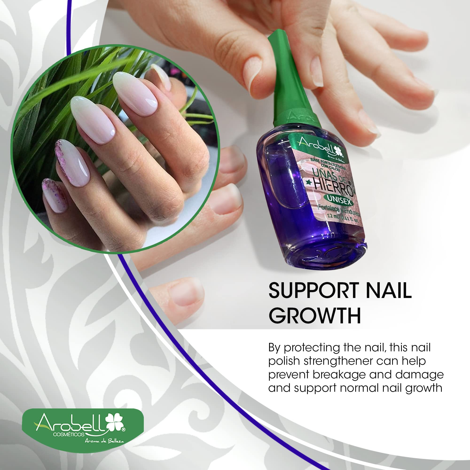 Arobell Iron Nail Hardener packaging box conveys Colombian craftsmanship
