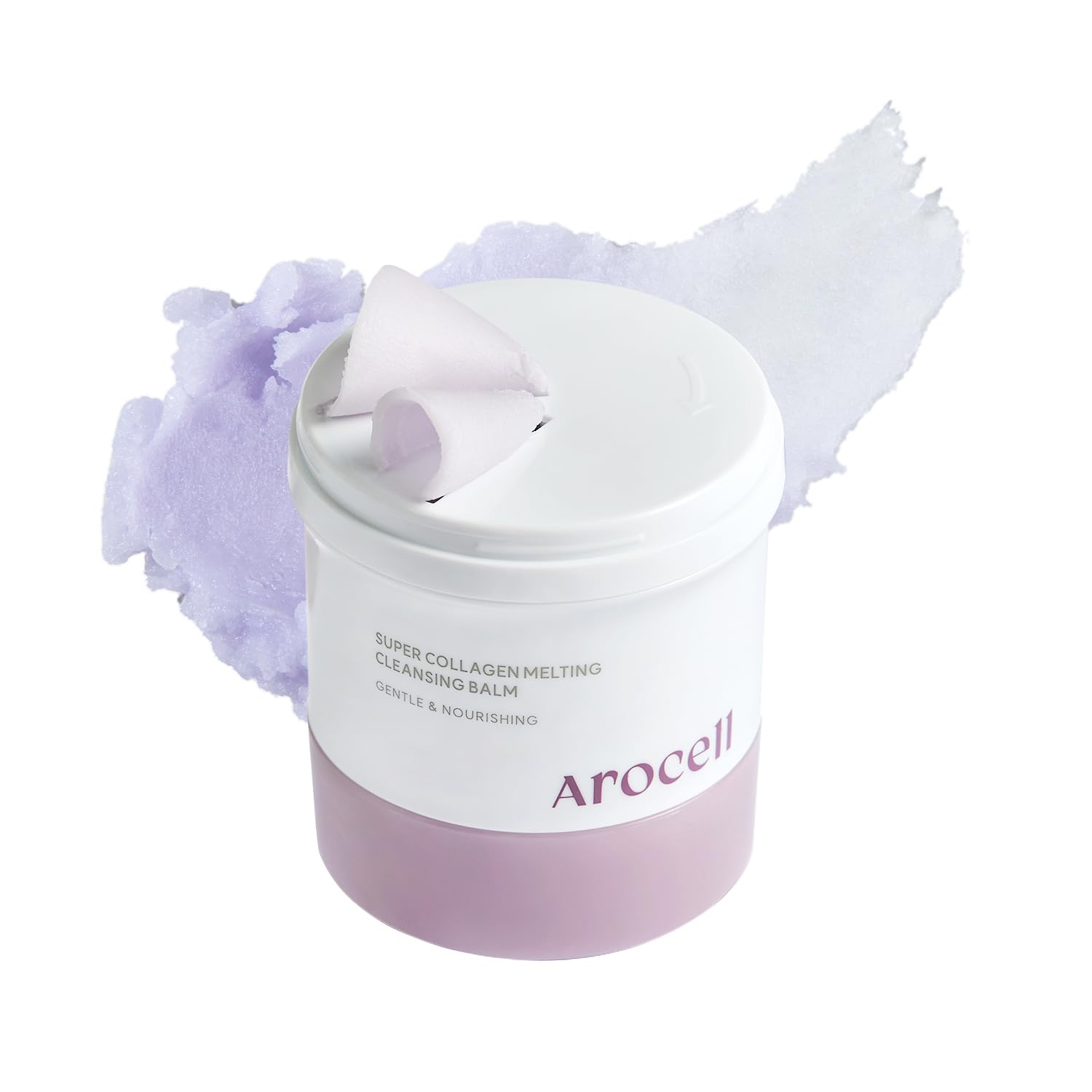 AROCELL OFFICIAL Bálsamo derretidor de colágeno y péptidos, desmaquillante, elimina maquillaje resistente y suaviza la piel.