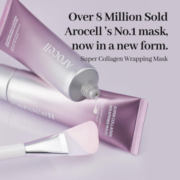 Aplicación suave de la mascarilla AROCELL OFFICIAL en la cara para hidratación