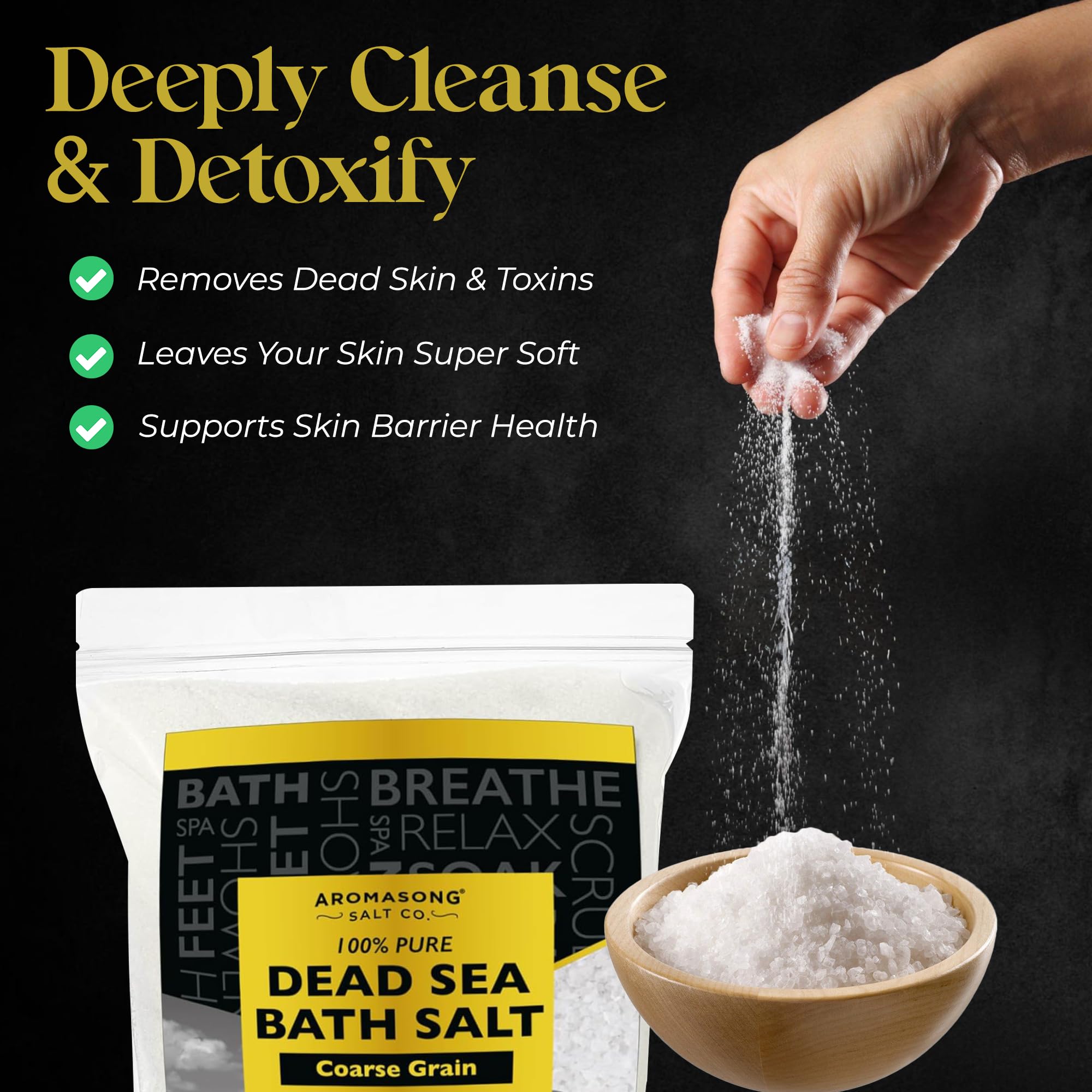 Aromasong sal de mar muerto, baño relajante para aliviar tensiones.