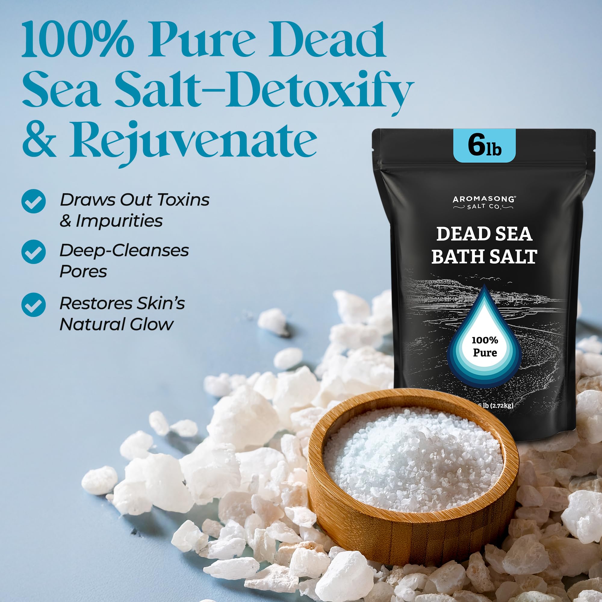 Aromasong cristales de sal del Mar Muerto para exfoliación suave