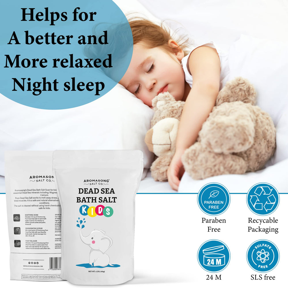 Aromasong Sal Mar Muerto para niños, sin químicos agresivos.