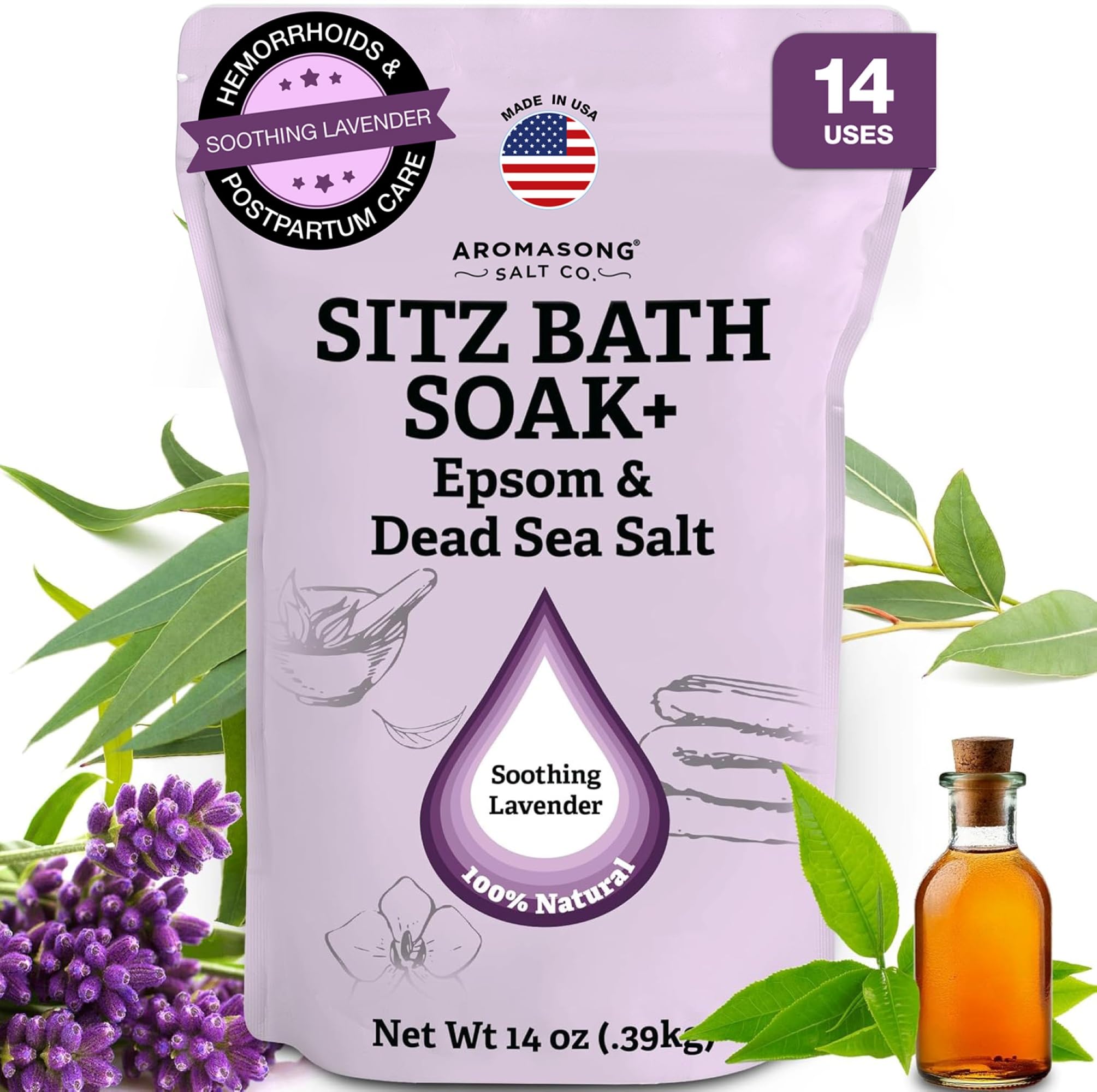 Aromasong Sitz Bath con sal del Mar Muerto para relajación natural en casa