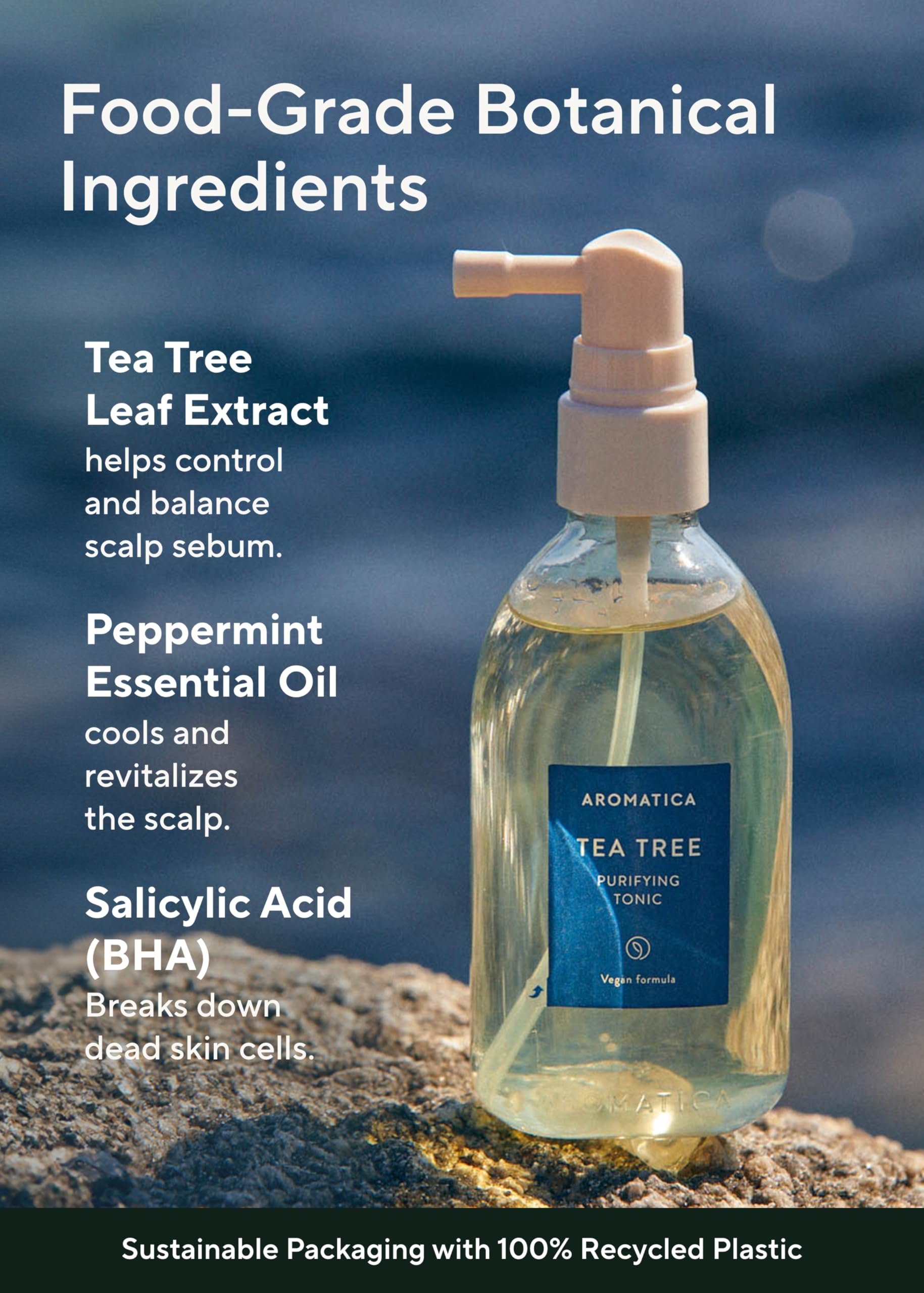 AROMATICA Tónico Purificante de Árbol de Té para cabello húmedo, refresca al instante.