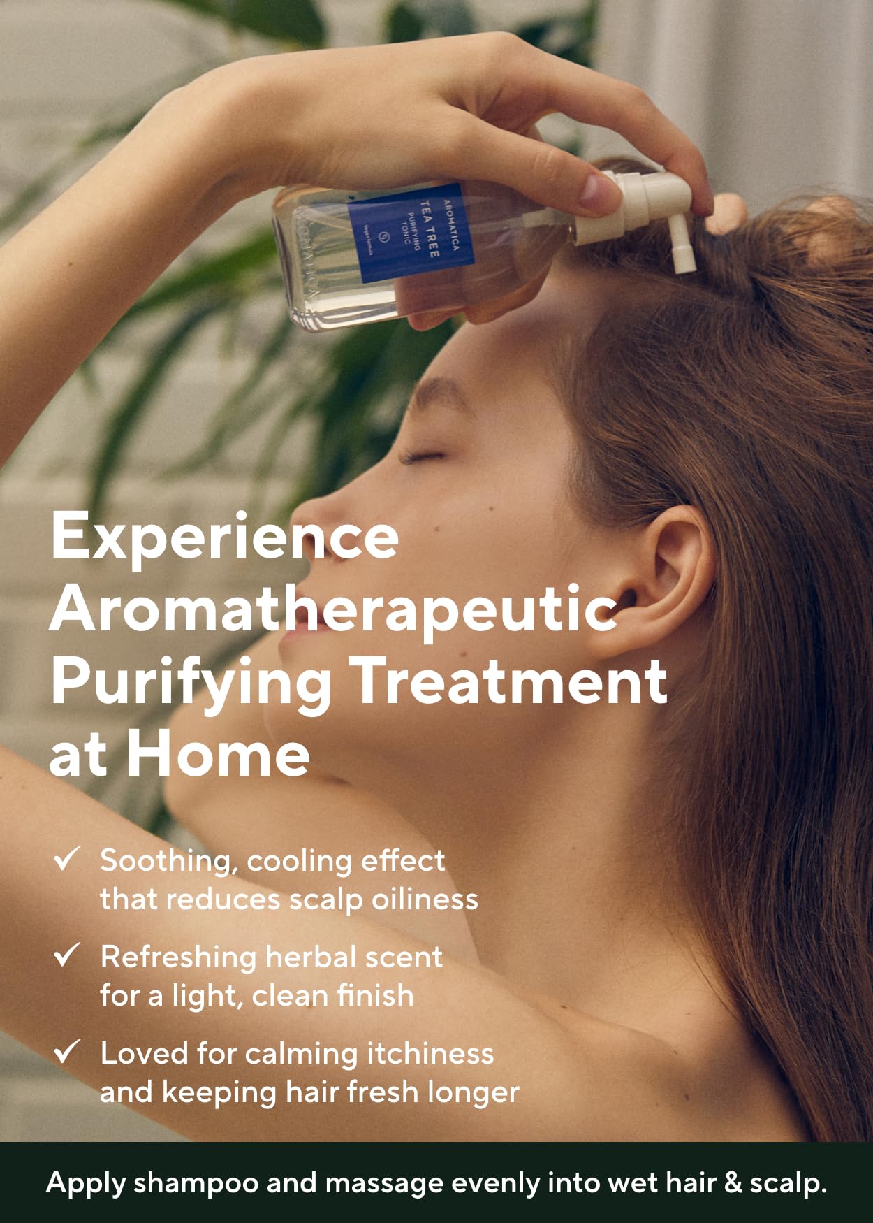 AROMATICA Tónico Purificante de Árbol de Té para cabello seco, deja sensación limpia.