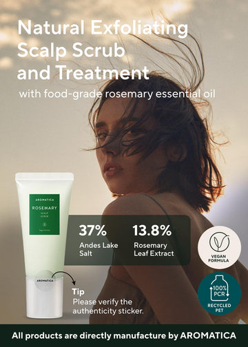 AROMATICA Rosemary Scalp Scrub packaging emphasizes plant-based formula