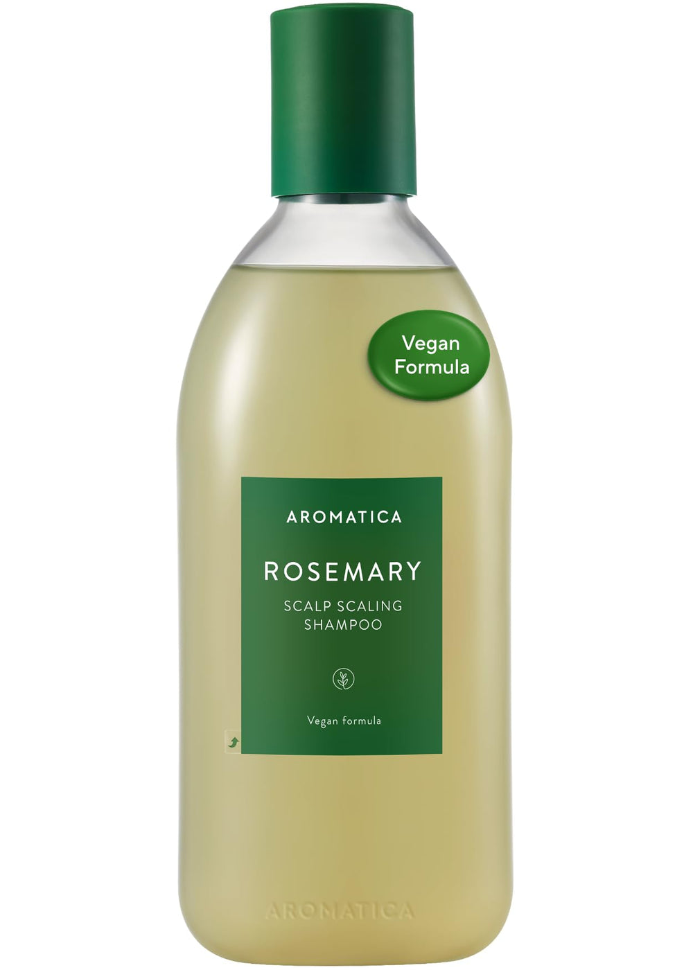 AROMATICA Rosemary Scalp Shampoo bottle front shows vegan formula for thinning hair support