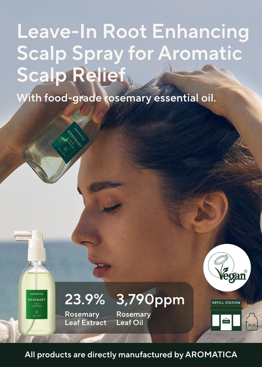 AROMATICA spray para crecimiento capilar aplicación fácil para uso diario