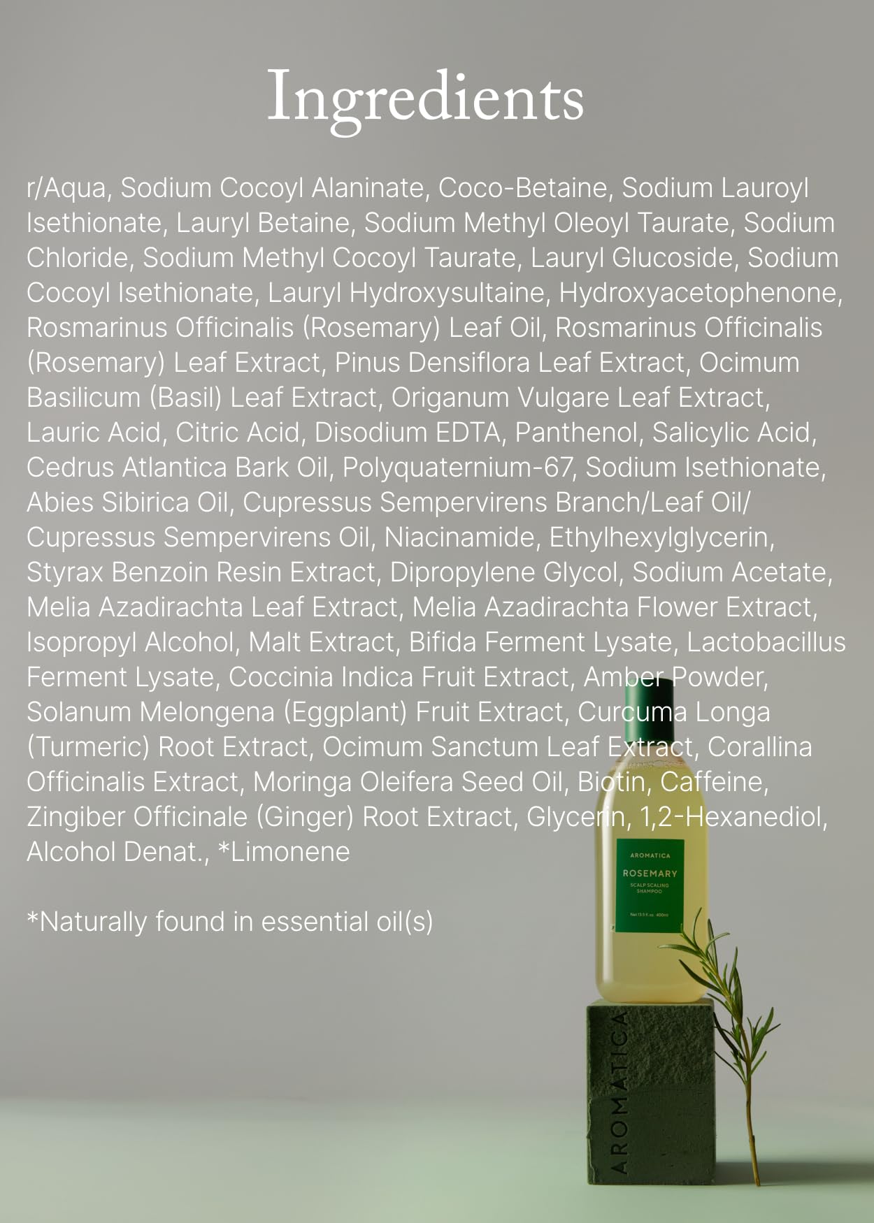 AROMATICA sulfate free label on bottle highlights a clean paraben free formula