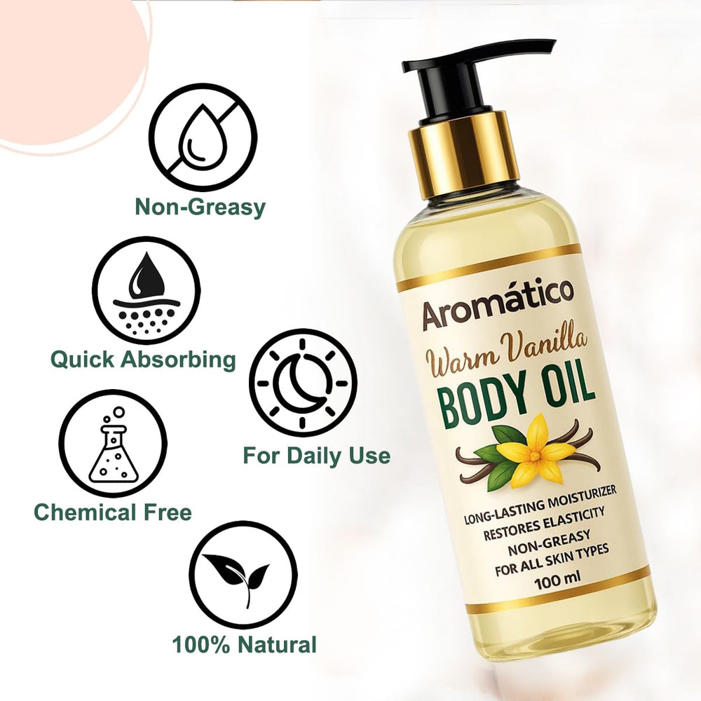 Aromatico Warm Vanilla Mini Body Oil: aplicación tras el baño para piel nutrida