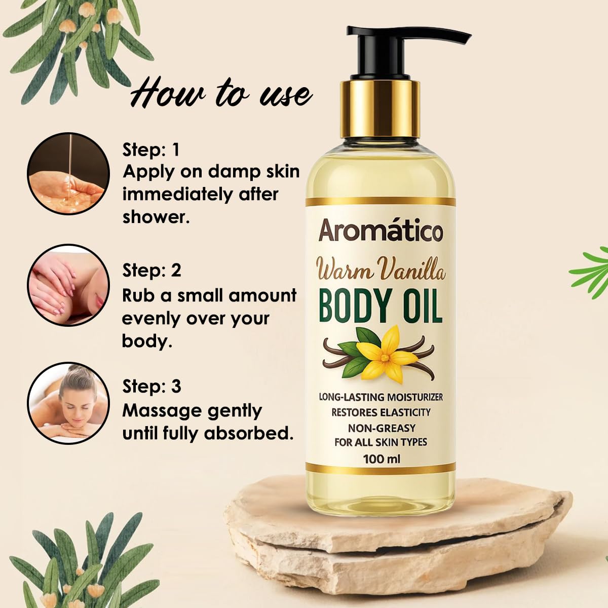 Aromatico Warm Vanilla Mini Body Oil: sensación suave y no grasa
