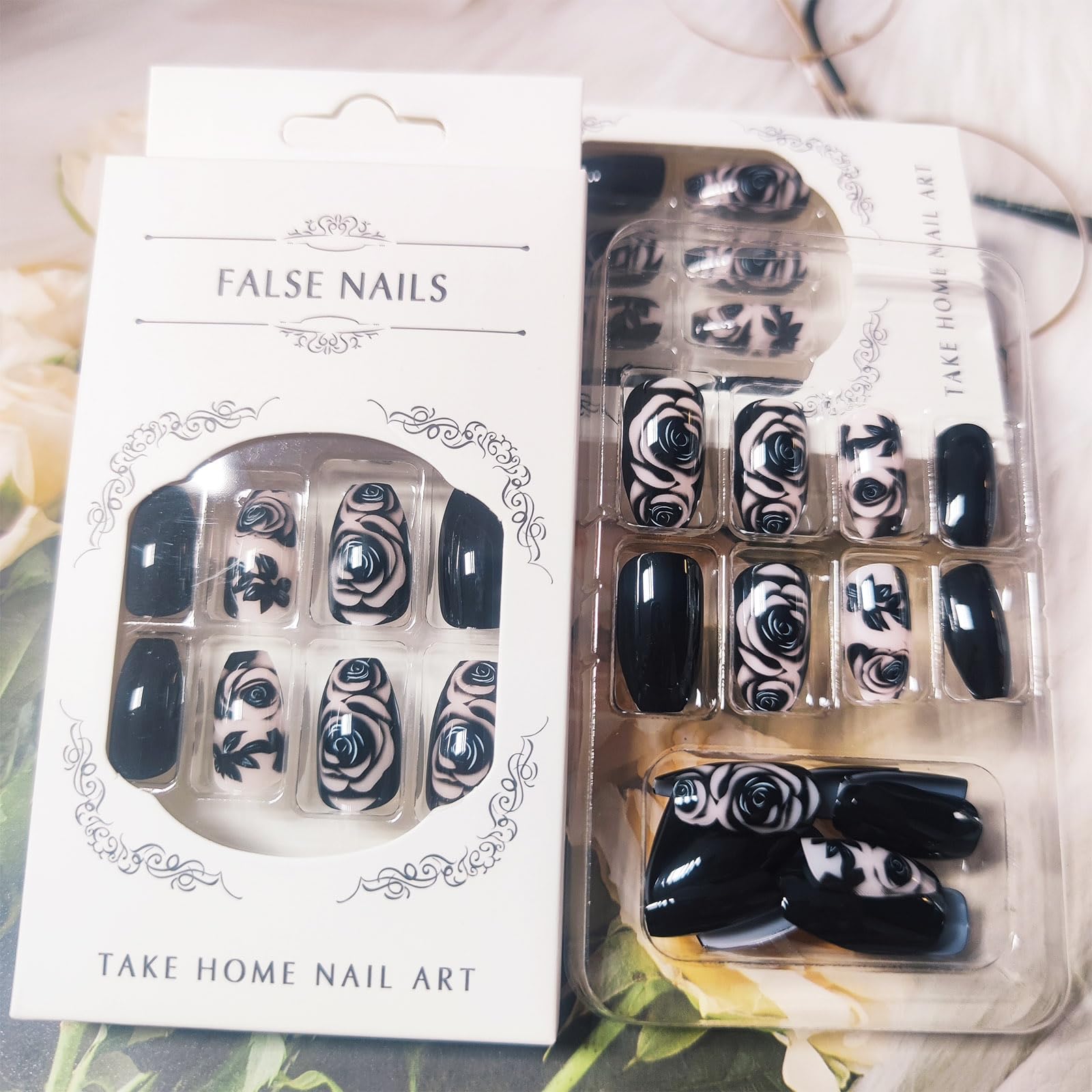 AROVFAM Uñas prensadas Coffin medio, diseño cómodo para uso diario.