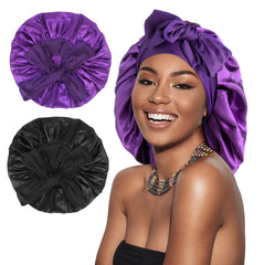 Arqumi bonete satin para dormir, vista frontal, cubre todo el cabello para dormir cómodo.