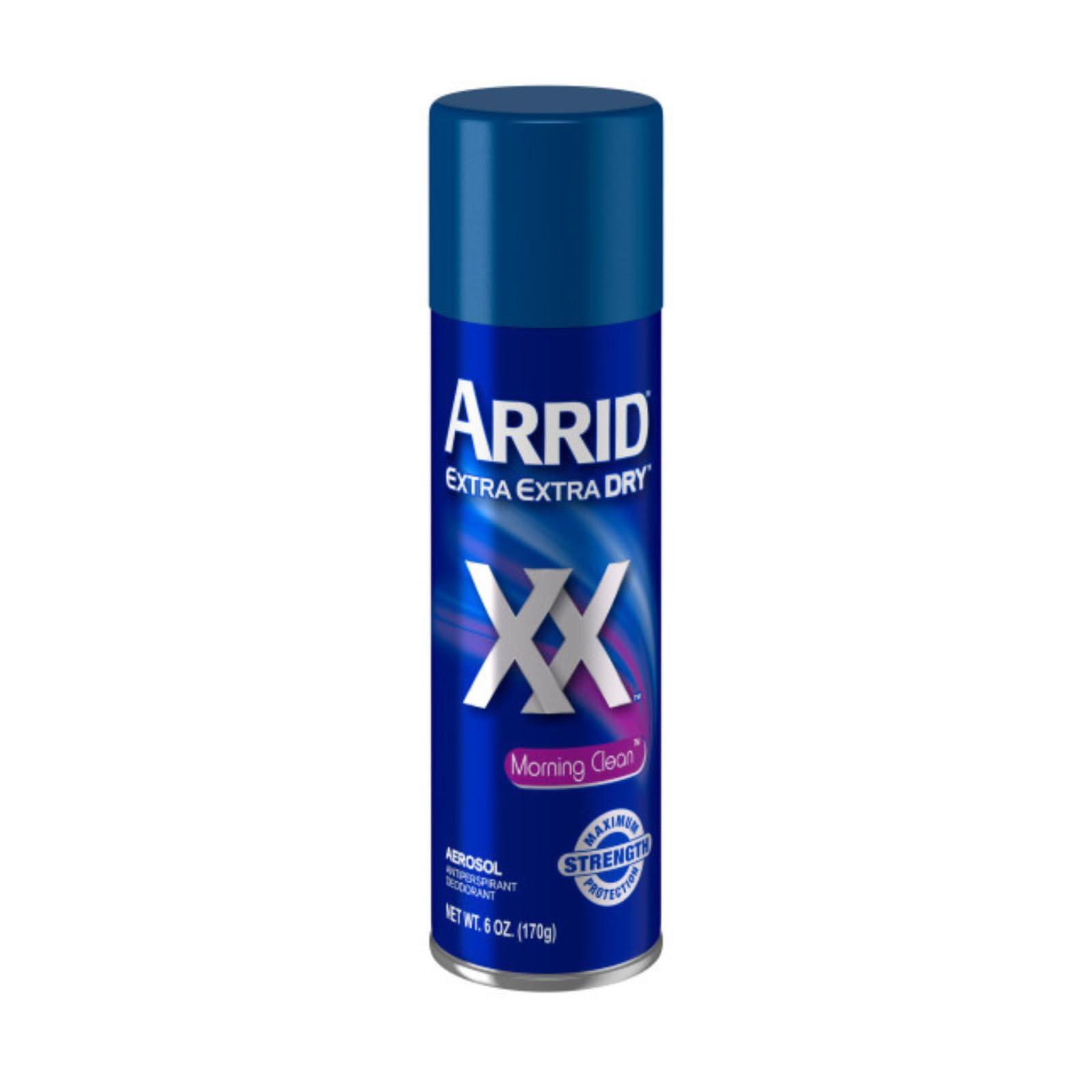 Arrid desodorante aerosol, etiqueta frontal, aroma fresco para comenzar el día.