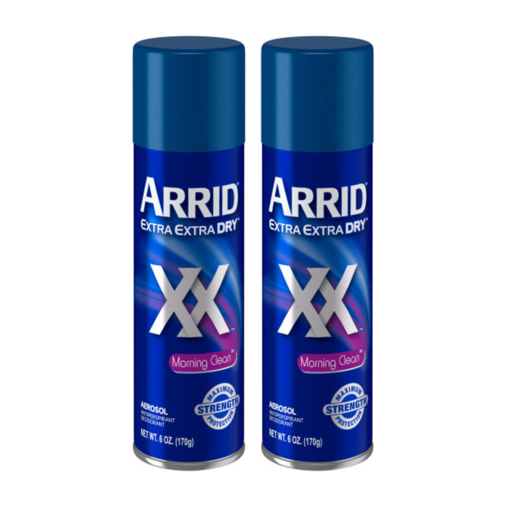 Arrid desodorante aerosol, frente de la lata, protección duradera para todo el día.