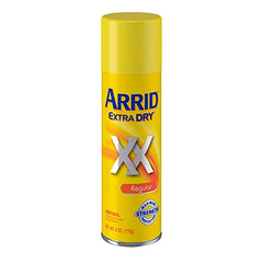 Arrid Extra Dry frasco de aerosol de 6 onzas, listo para uso diario.