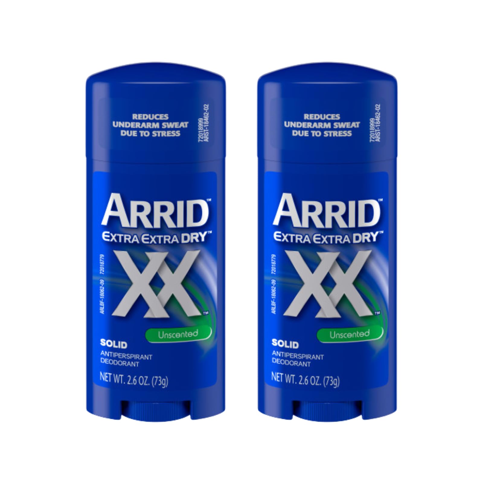 Arrid XX desodorante sin fragancia en barra para axilas secas y protegidas.