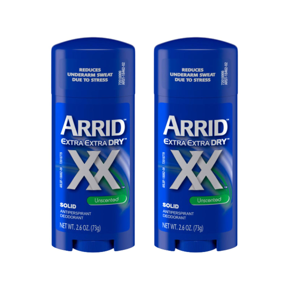Arrid XX desodorante sin fragancia en barra para axilas secas y protegidas.