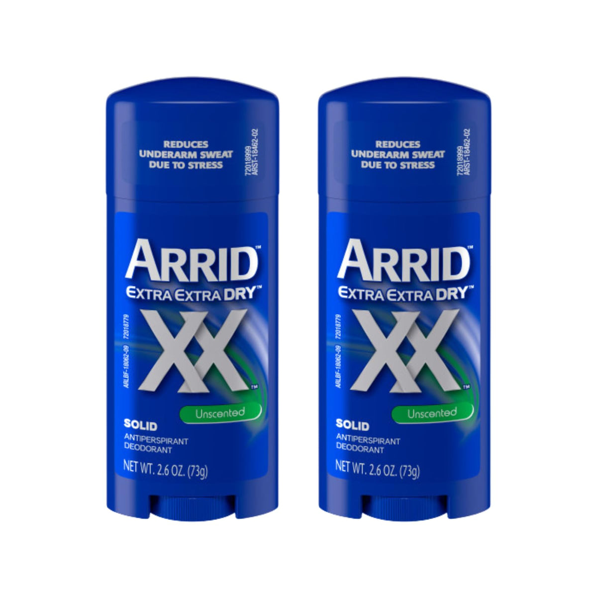 Arrid XX desodorante sin fragancia en barra para axilas secas y protegidas.