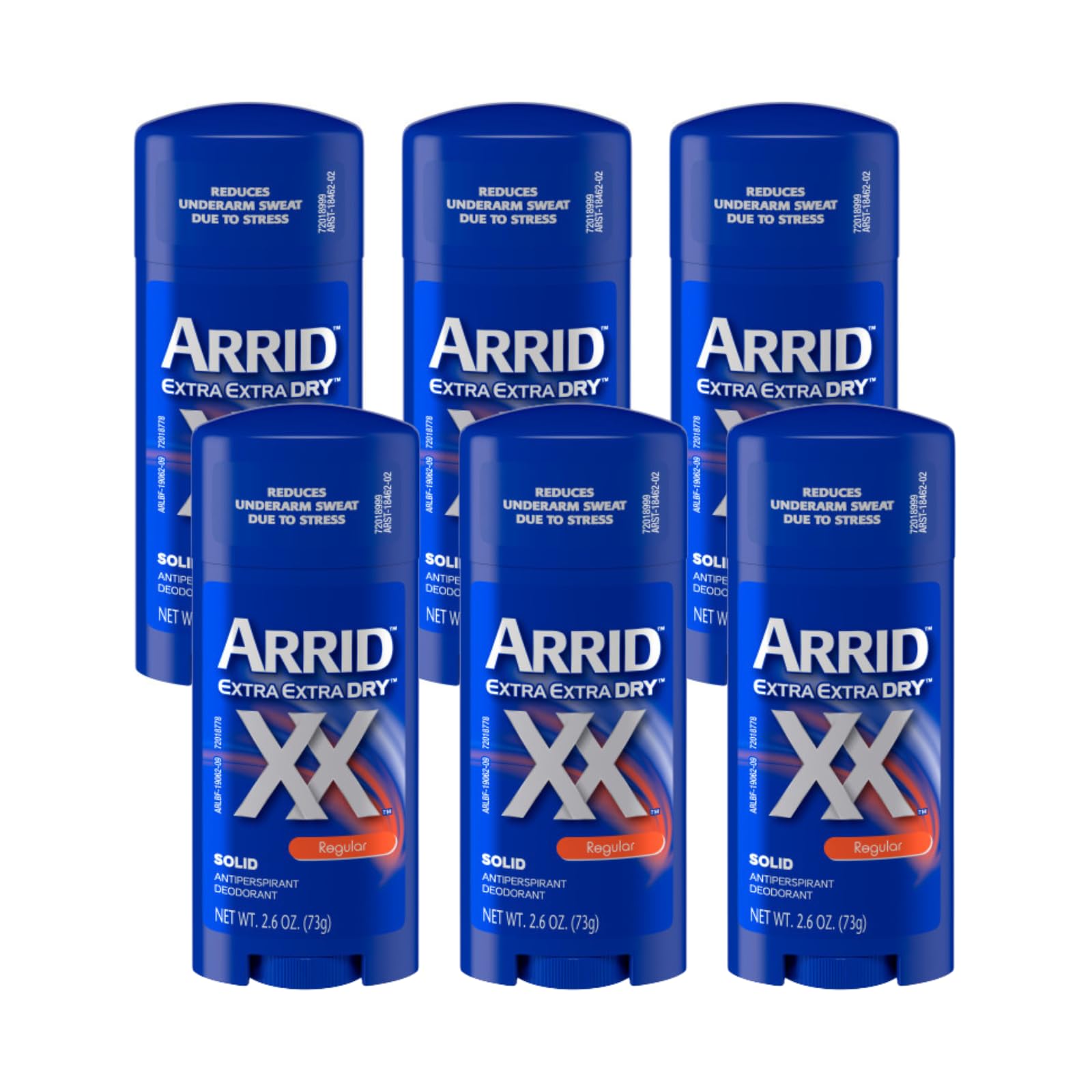 Arrid XX Extra Extra Dry, baton antitranspirant, pack de 6, protection durable pour les journées actives.