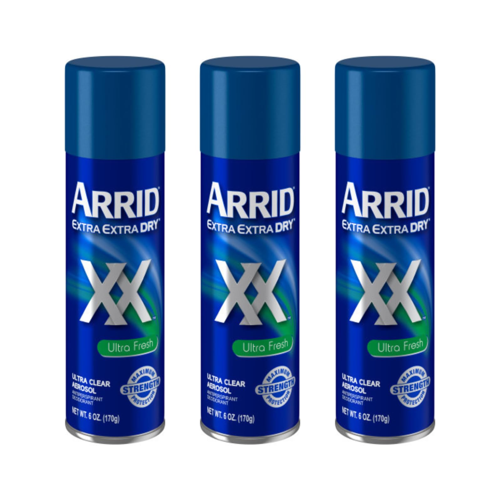 Desodorante Arrid XX Ultra Claro en aerosol para frescura duradera.