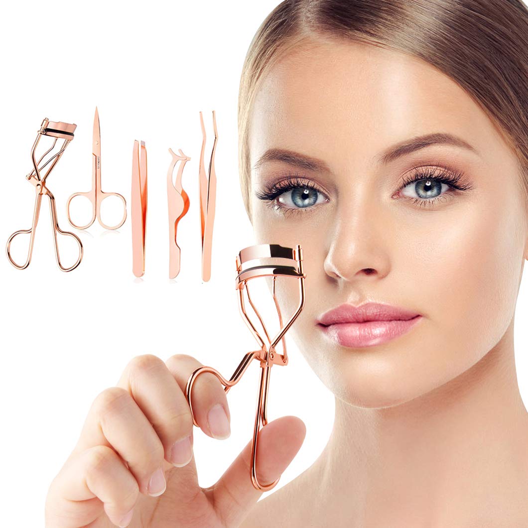 Arroyner set regalo de herramientas de belleza en rosado, ideal para cuidar cejas y pestañas.