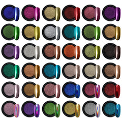 Artdone 36 bocaux poudre chrome pour ongles avec variété de couleurs.