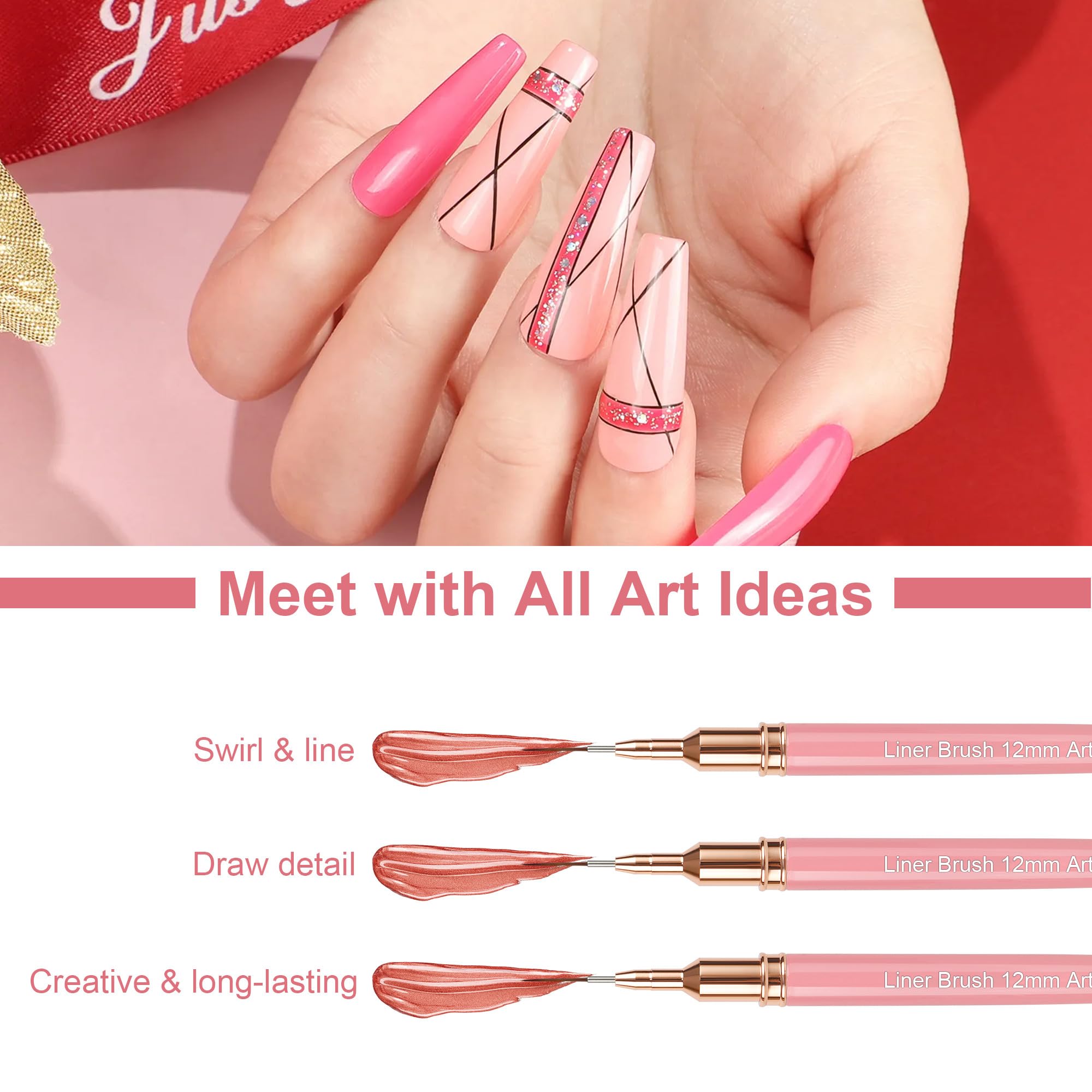 Artdone bolígrafo metálico delineado uñas de 25 mm para trazos grandes y creativos.