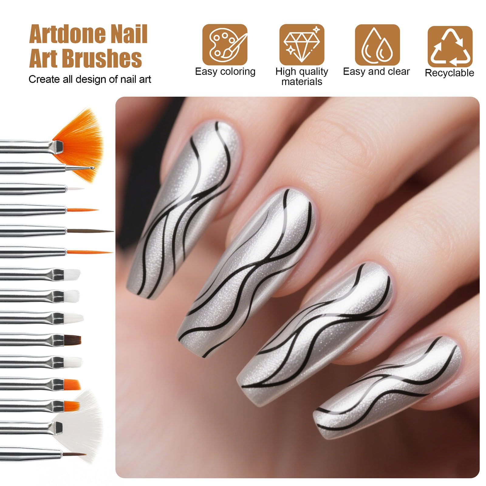 Artdone brochas dibujo lineas finas uñas para trazos limpios