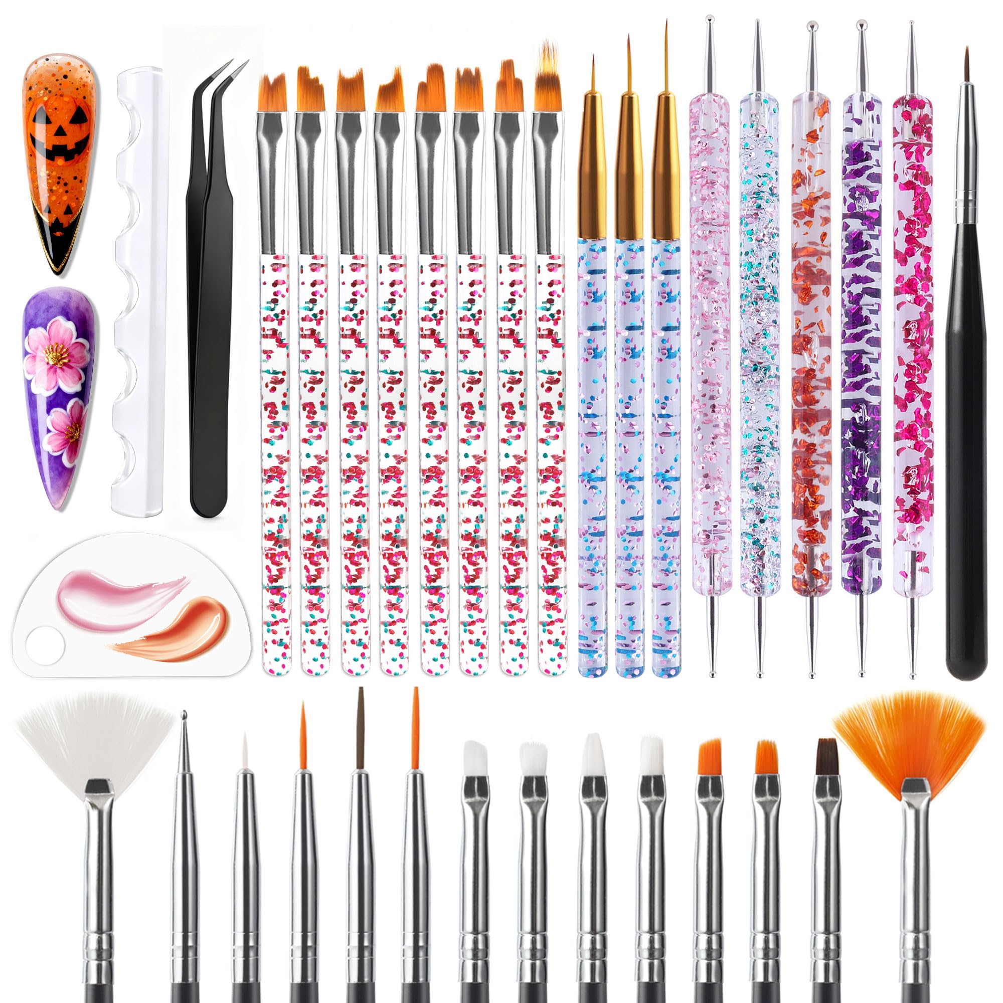 Artdone: brochas para uñas, 15 piezas negras, ideales para trazos finos detallados