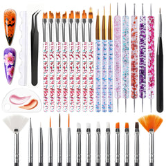 Artdone: brochas para uñas, 15 piezas negras, ideales para trazos finos detallados