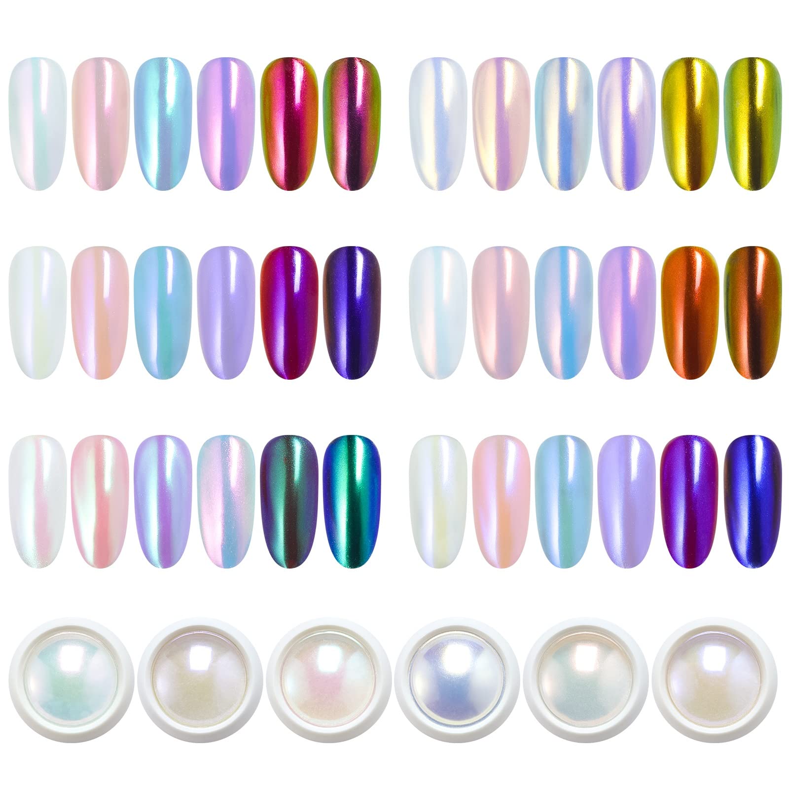 Artdone chrome nail powder bottle close-up shows white pearl finish for chic nails.