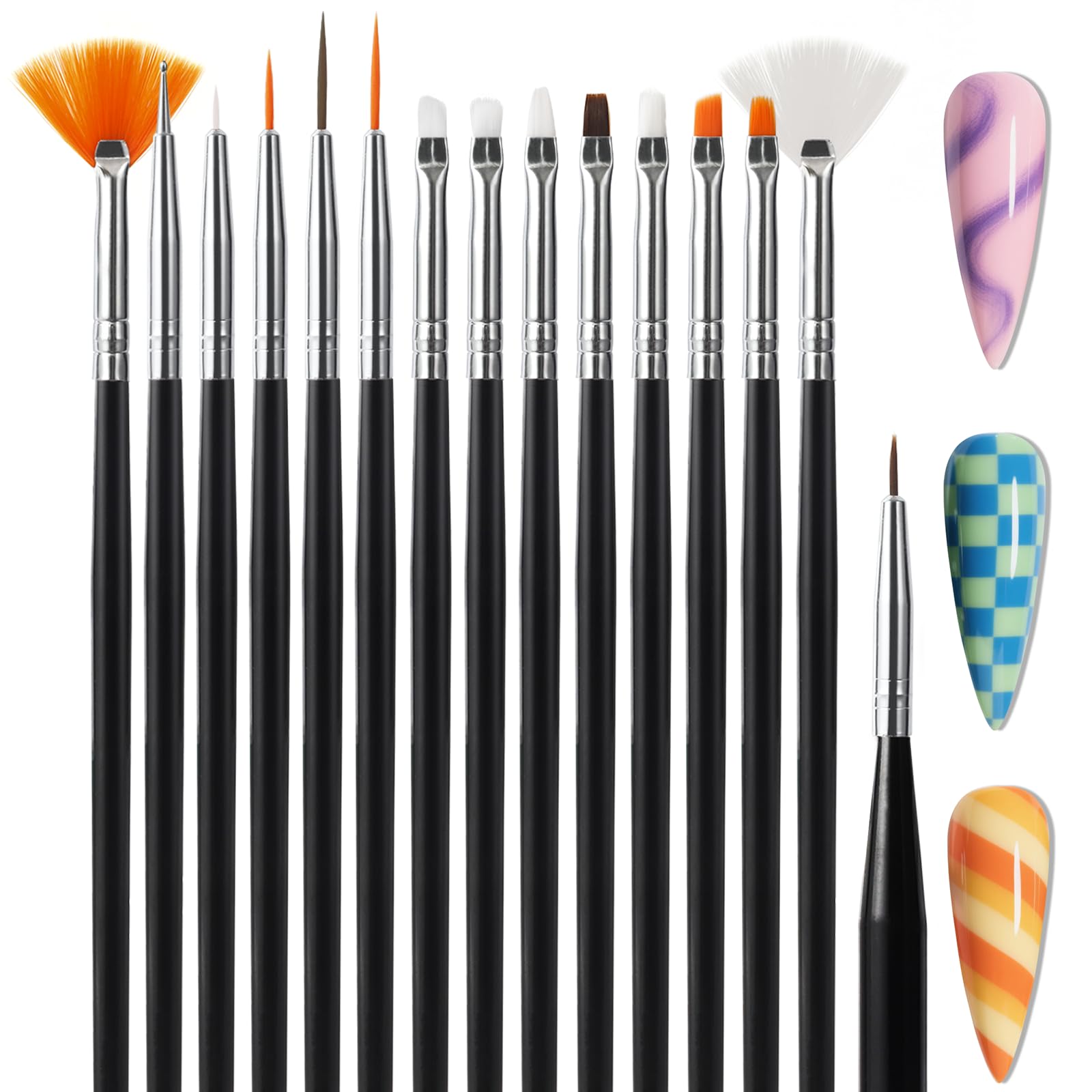 Artdone conjunto 15 brochas arte uñas rosadas para decoraciones detalladas