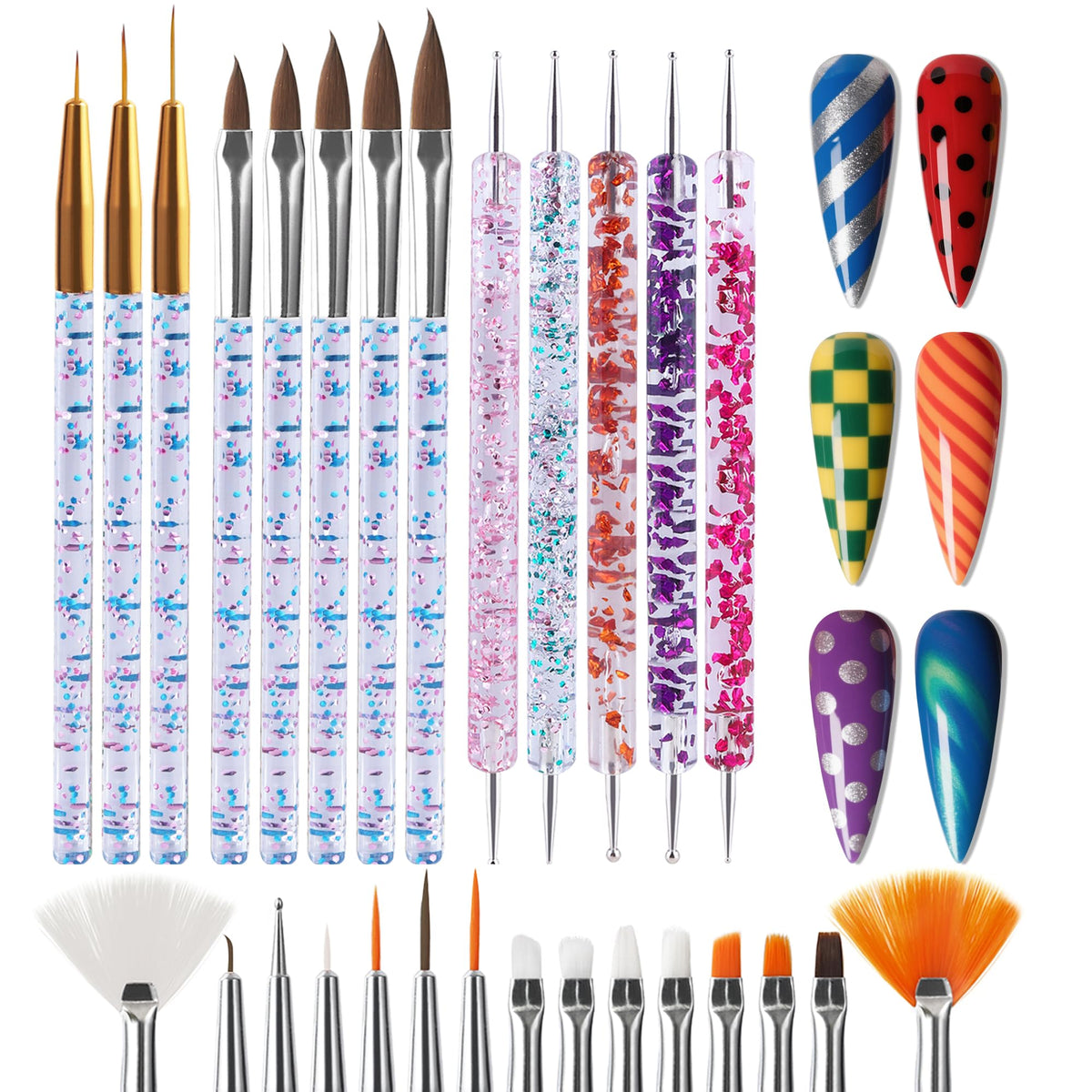 Artdone conjunto de brochas para arte de uñas completo, ideal para diseños detallados.