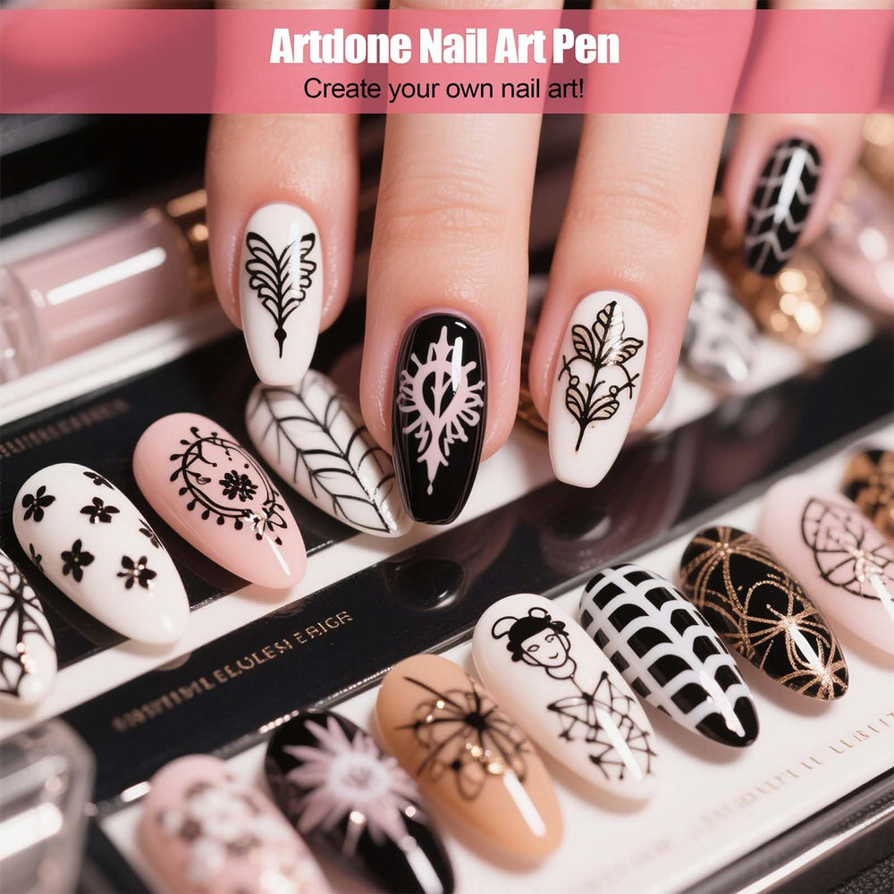 Artdone diseños en uñas con detalle, patrones precisos.