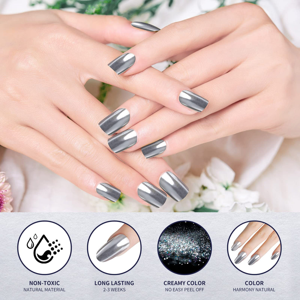 Poudre chrome Artdone : effet miroir sur ongles pour nail art.