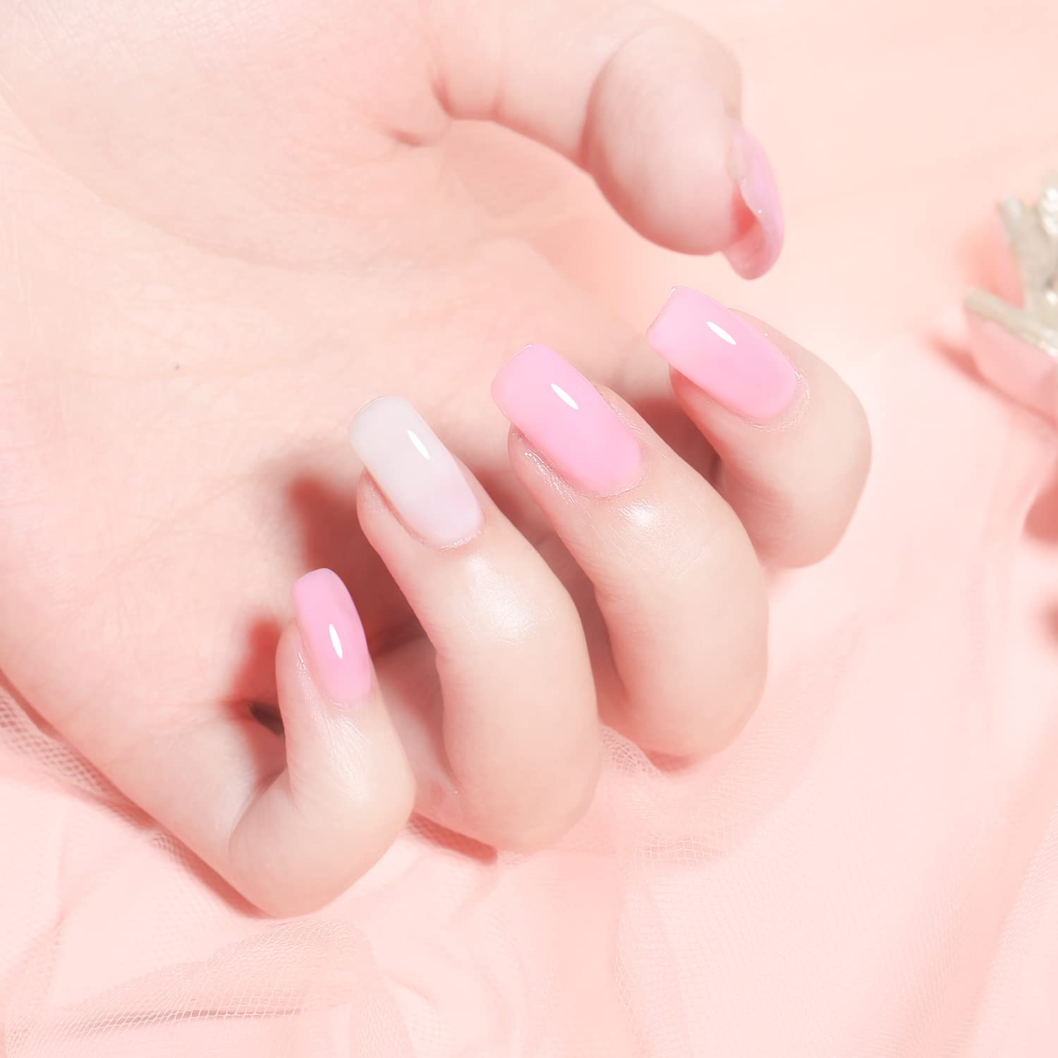 Artdone gel de uñas marrón translúcido, cobertura gradual para looks naturales.