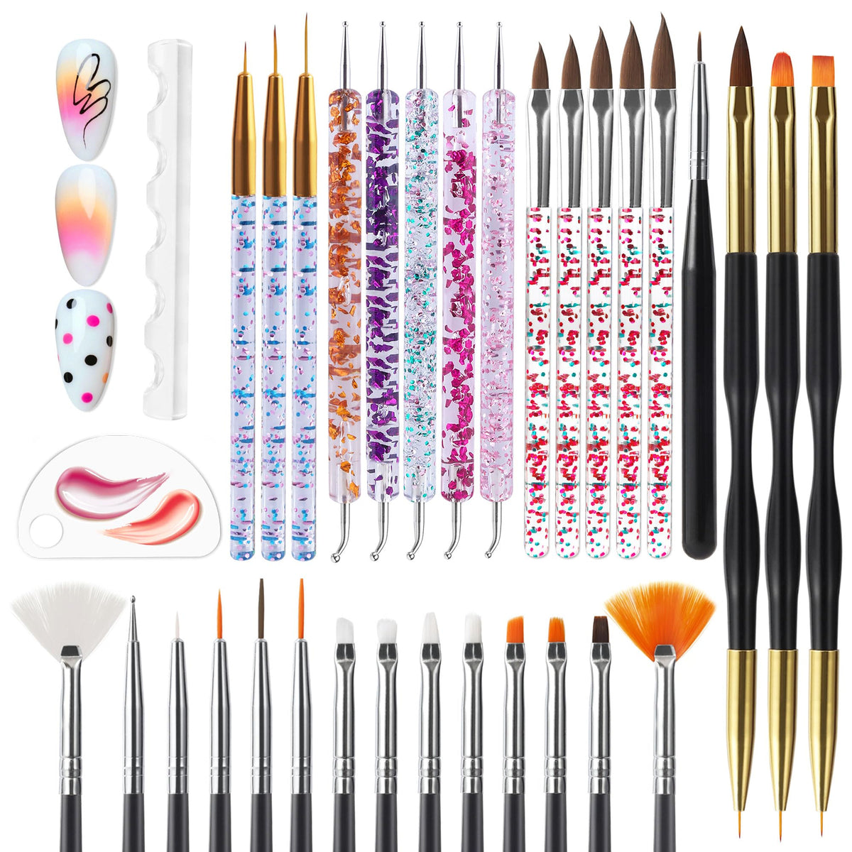 Artdone: juego de brochas para uñas 32pcs, perfección en trazos y cobertura uniforme.
