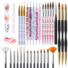 Artdone: juego de brochas para uñas 32pcs, perfección en trazos y cobertura uniforme.