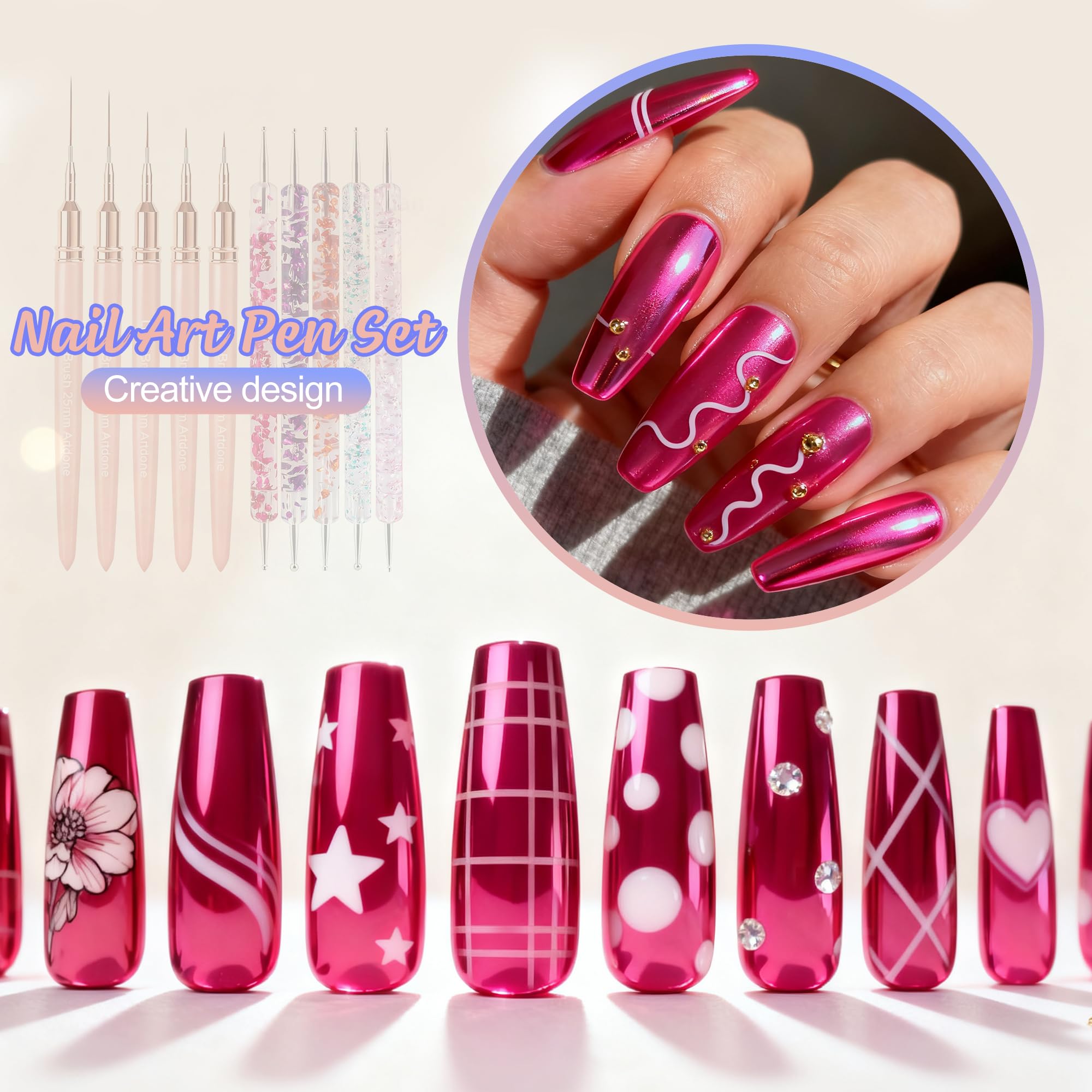 Artdone ofrece lapices delineadores de uñas 8mm para detalles suaves.