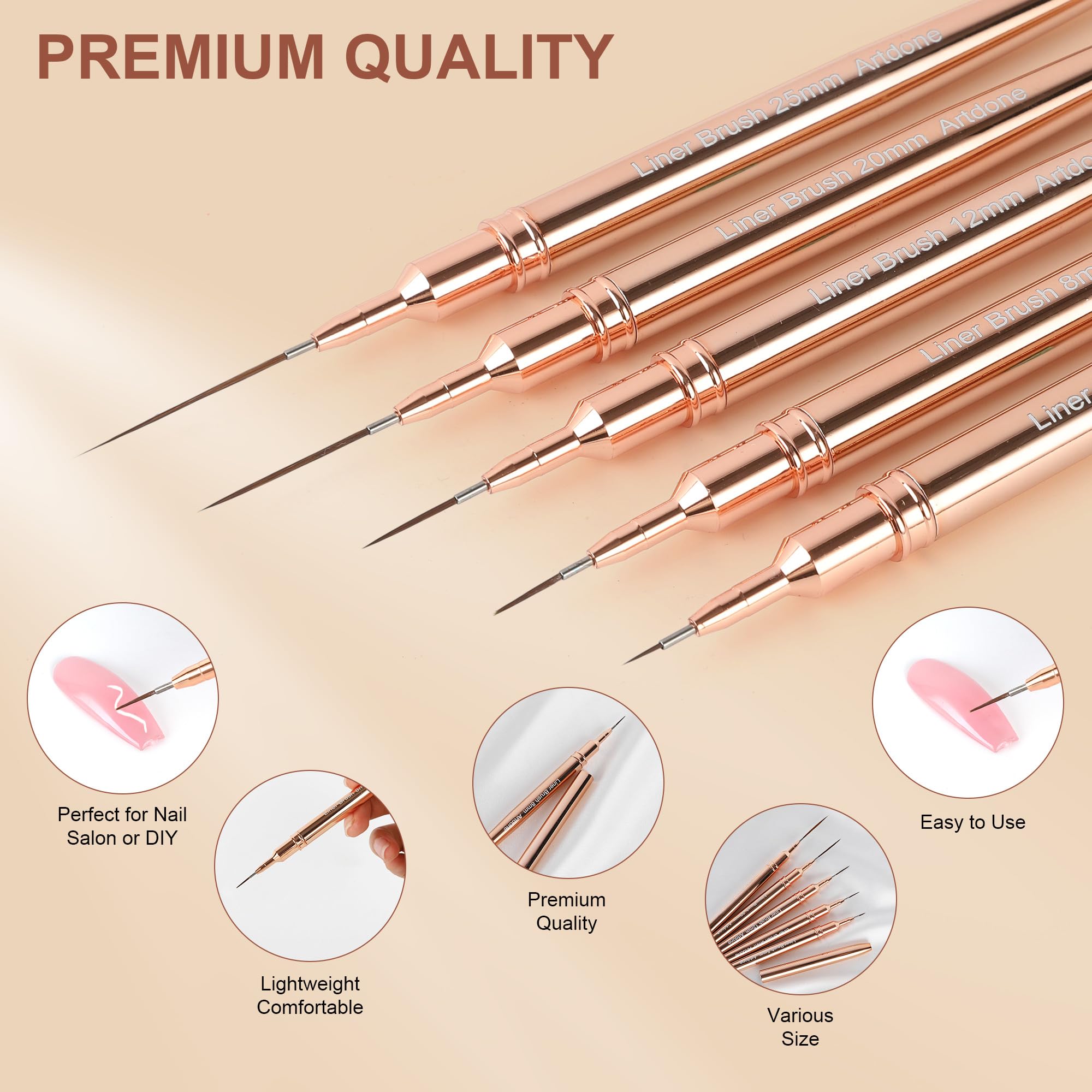 Artdone liner metalico cobre 12mm para líneas suaves y limpias