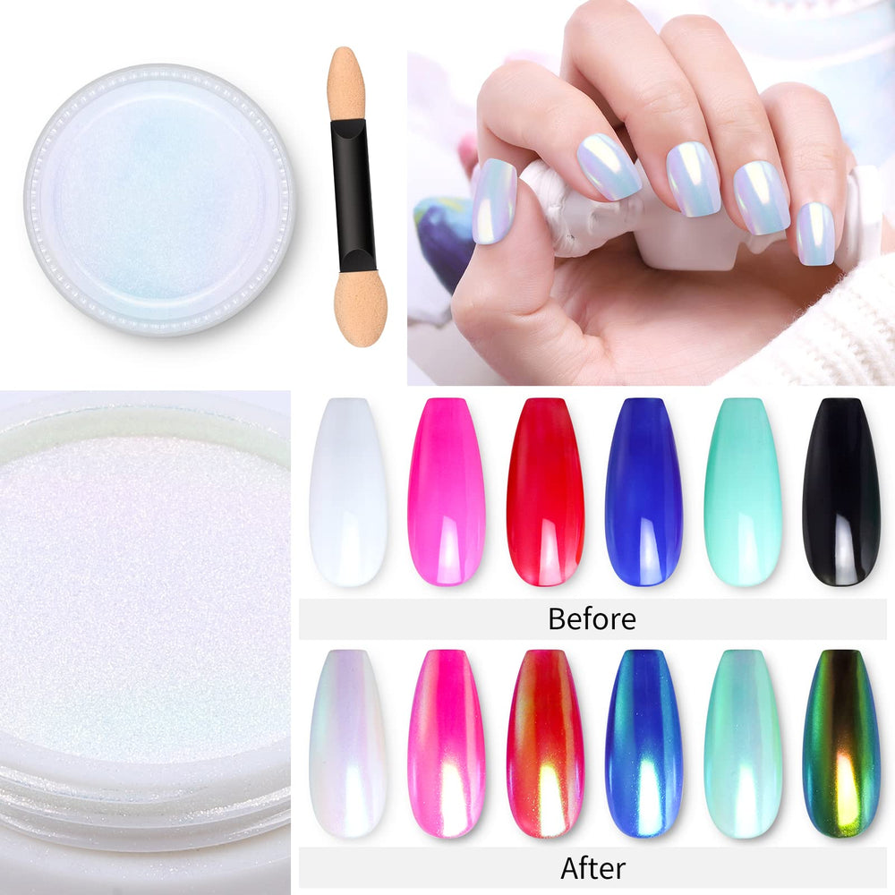 Artdone polvo cromado para uñas con efecto unicornio y brillo cambiante