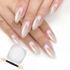 Artdone polvos cromo blanco perla para uñas con acabado espejo elegante y duradero.