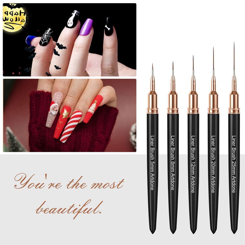 Artdone set de delineado uñas metálicas en estuche, ideal para salón.