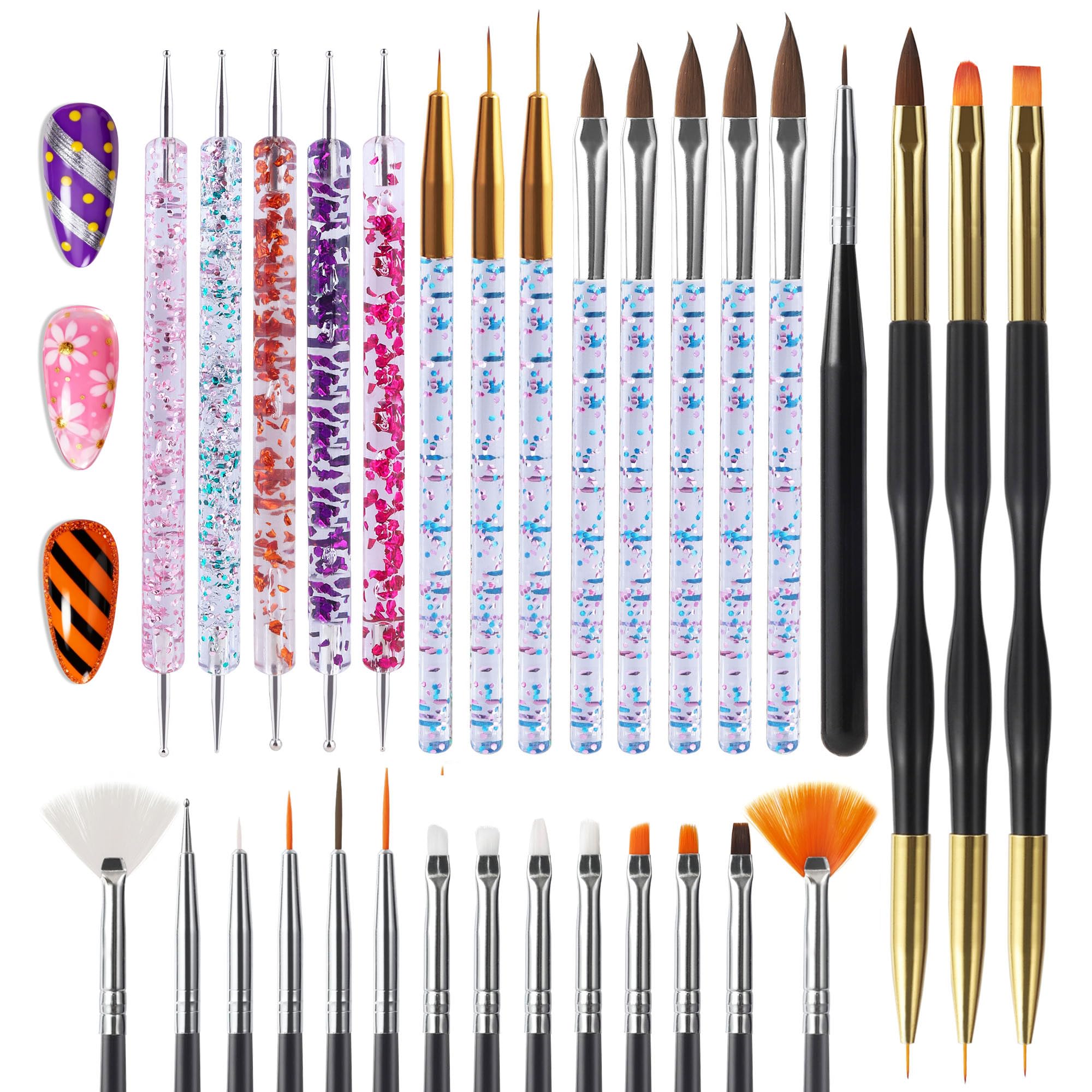 Artdone set de pinceles para uñas de 31 piezas, ideal para arte detallado.
