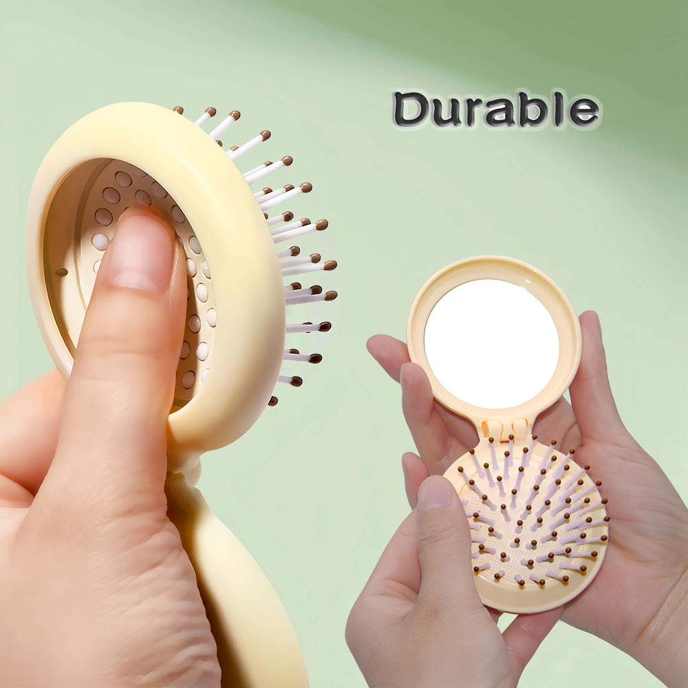 Arthaxi cepillo amarillo compacto con espejo para bolsos